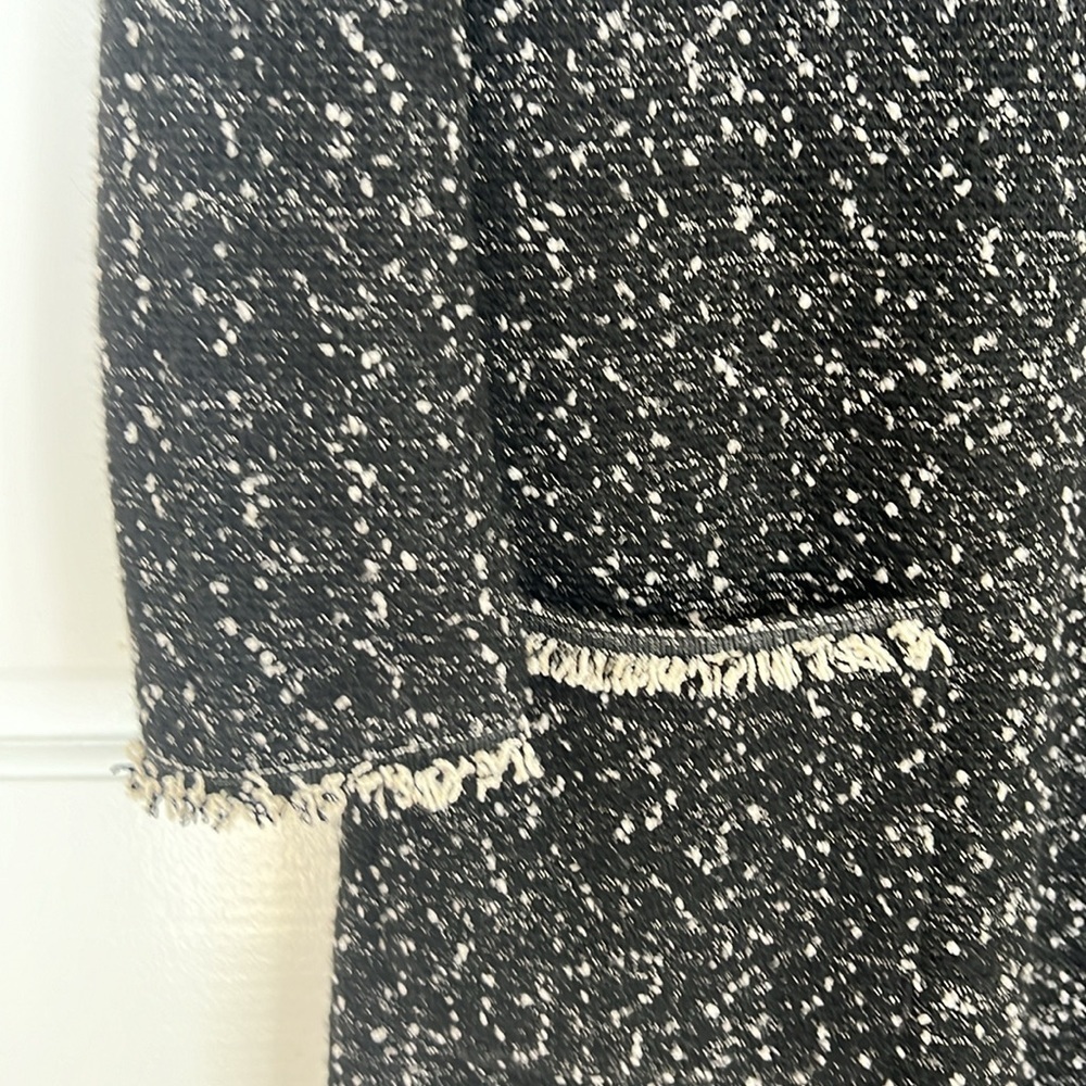 Max Studio Vneck Quarter Sleeve Tweed Boucle Sheath Black White Mini Dress - Picture 6 of 7
